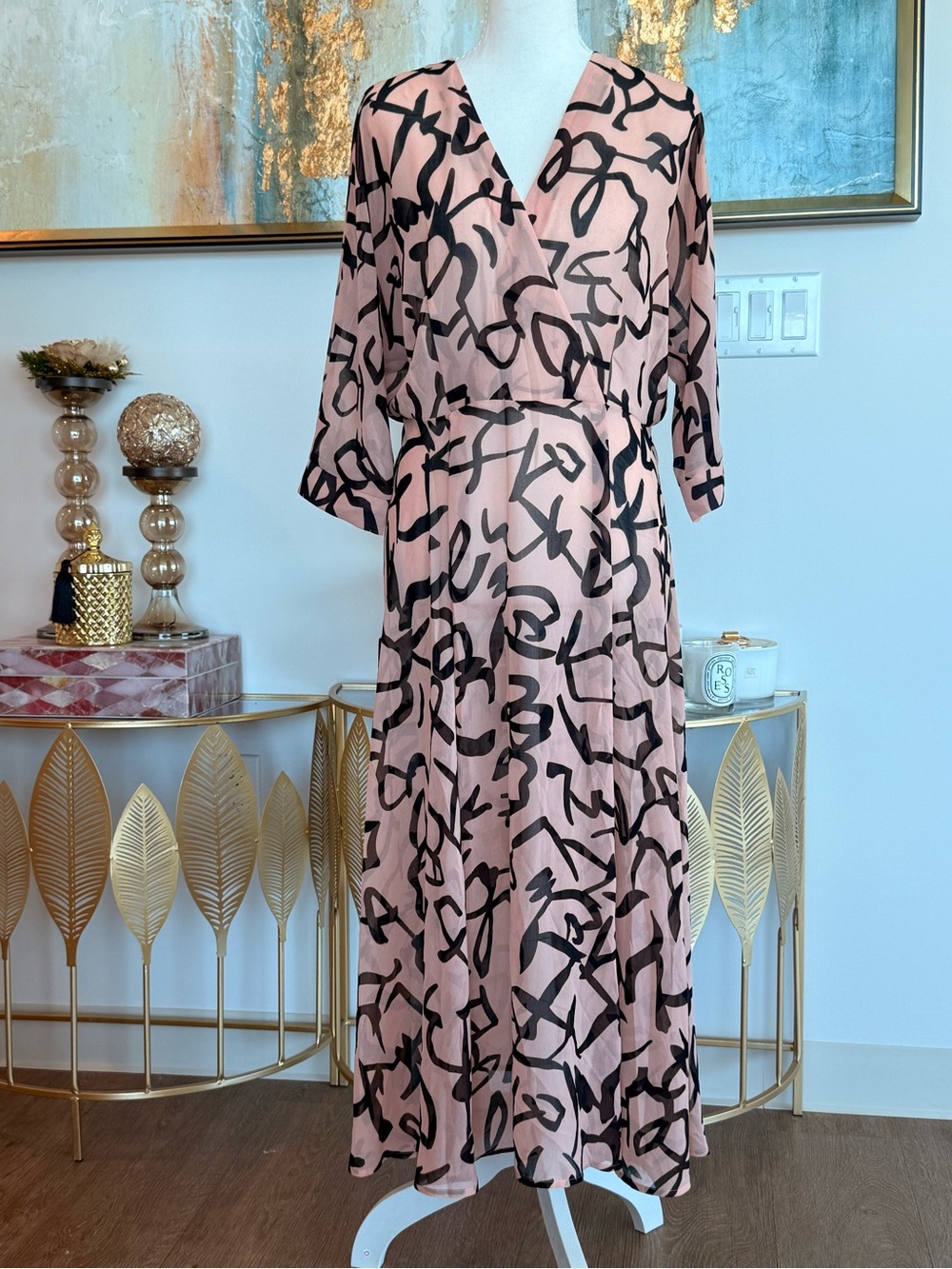 Blush Script-Print  Midi Dress